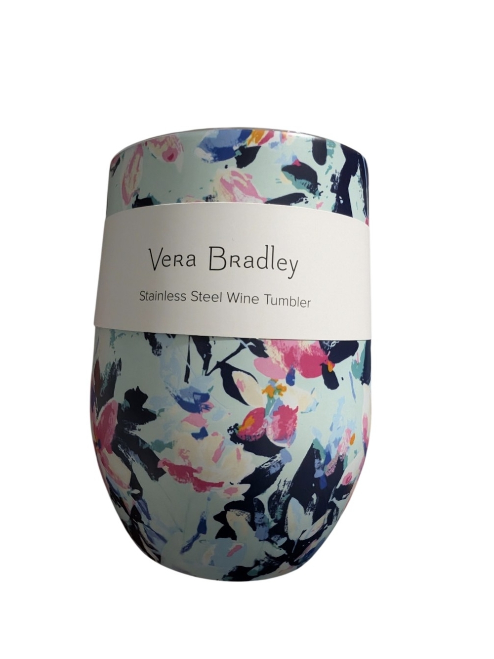 Vera Bradley Floral Stainless Steel Wine Tumbler - Light Blue/Pink 12 Ounces